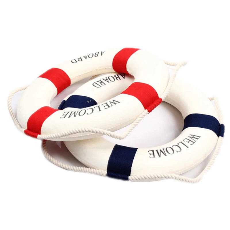 Nautical Style Welcome Decorative Red Blue Life Buoy Home Marine Beach Wall Decoration Life Buoy Crafts Living Room Decoration