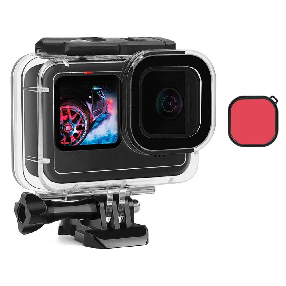 Capa à prova d'água para gopro hero 11 10 9, acessórios pretos 60m, capa protetora para mergulho subaquático, go pro 10 9, câmera