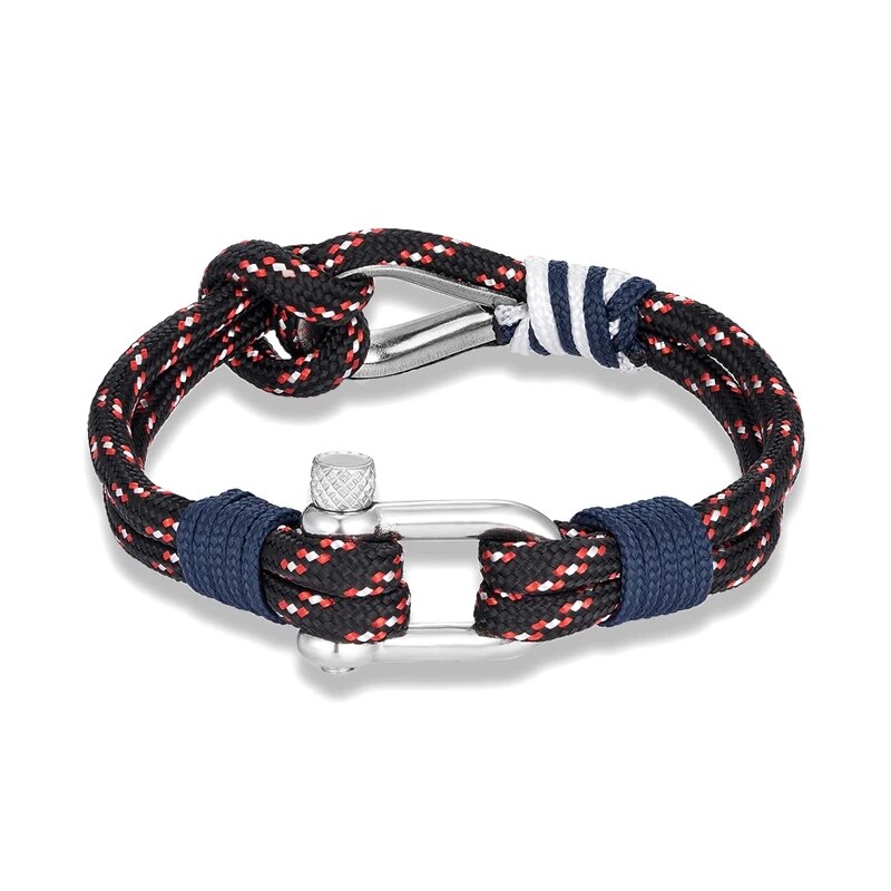 Mkendn surfista masculino náutico pulseira de corda ajustável com mosquetão de aço inoxidável para mulheres jóias de sobrevivência ao ar livre