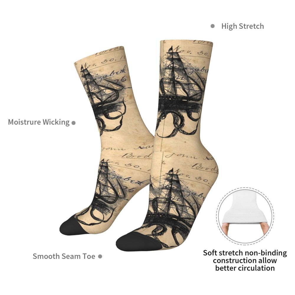 Cool Work Like A Captain Party Like A Pirate Socks Men Women Warm 3D Printed Nautical Skull Sailor Sports Basketball Socks