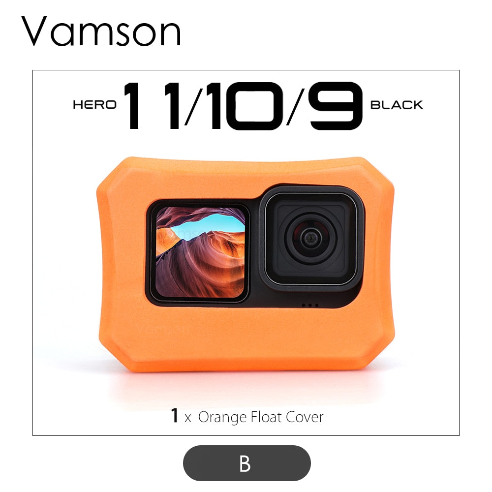 Vamson Orange Floaty Case for GoPro Hero 11 10 9 Black 8 Camera Accessories Diving Floating Protective Cover for Go Pro 10 9 8