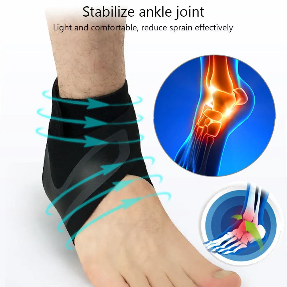 1PC Fitness Sports Ankle Brace Adjustable Compression Ankle Support Tendon Pain Relief Strap Foot Sprain Injury Wrap Basketball