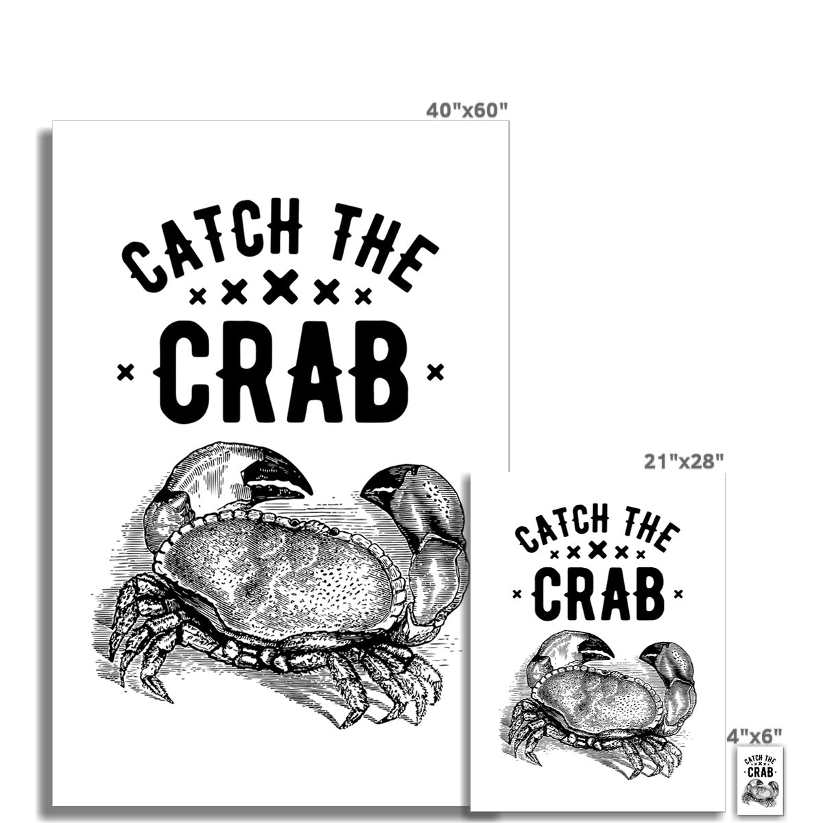 AQUA B&amp;W – 07 – Catch the Crab – Wall Art Poster