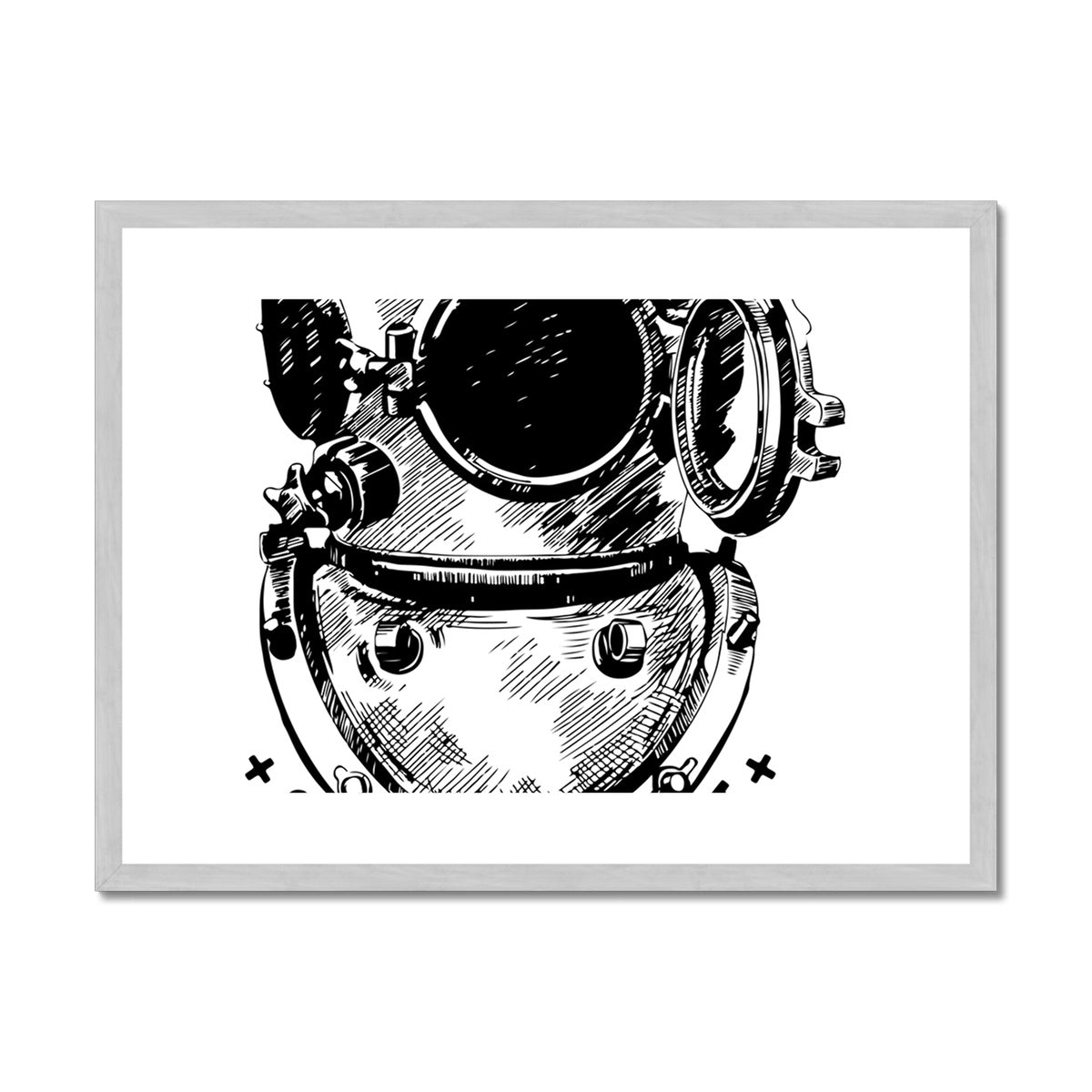 AQUA B&W - 05 - Ocean astronaut - Antique Framed & Mounted Print