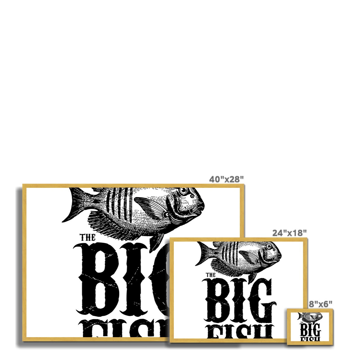 AQUA B&amp;W – 01 – Big Fish – antiker gerahmter Druck