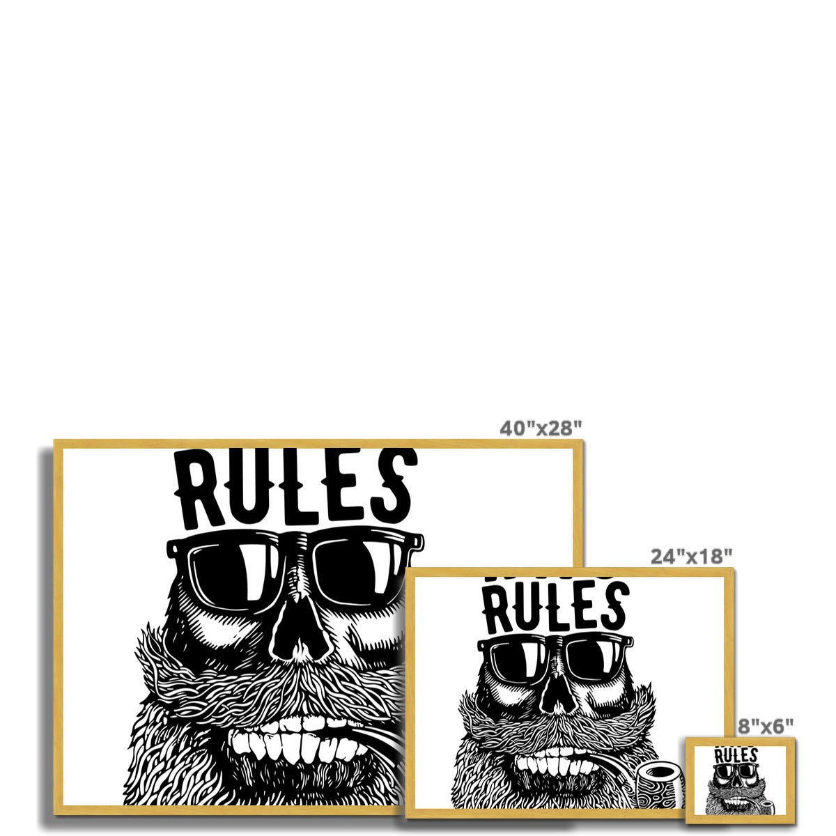 AQUA B&amp;W - 04 - No Rules - Antiker gerahmter Druck