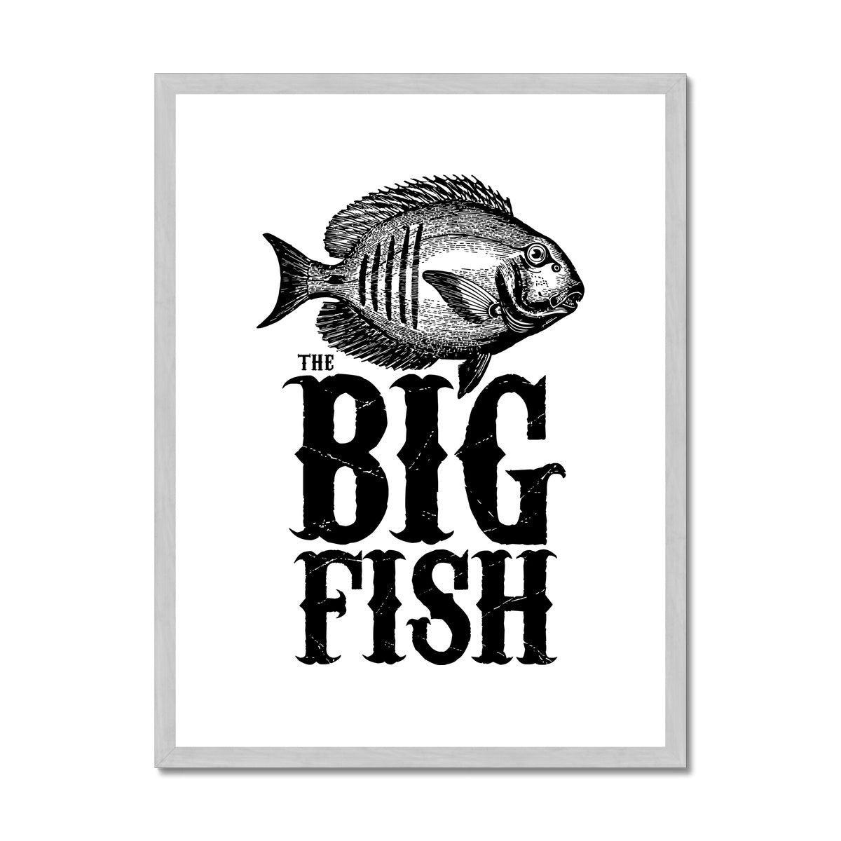 AQUA B&amp;W – 01 – Big Fish – antiker gerahmter Druck