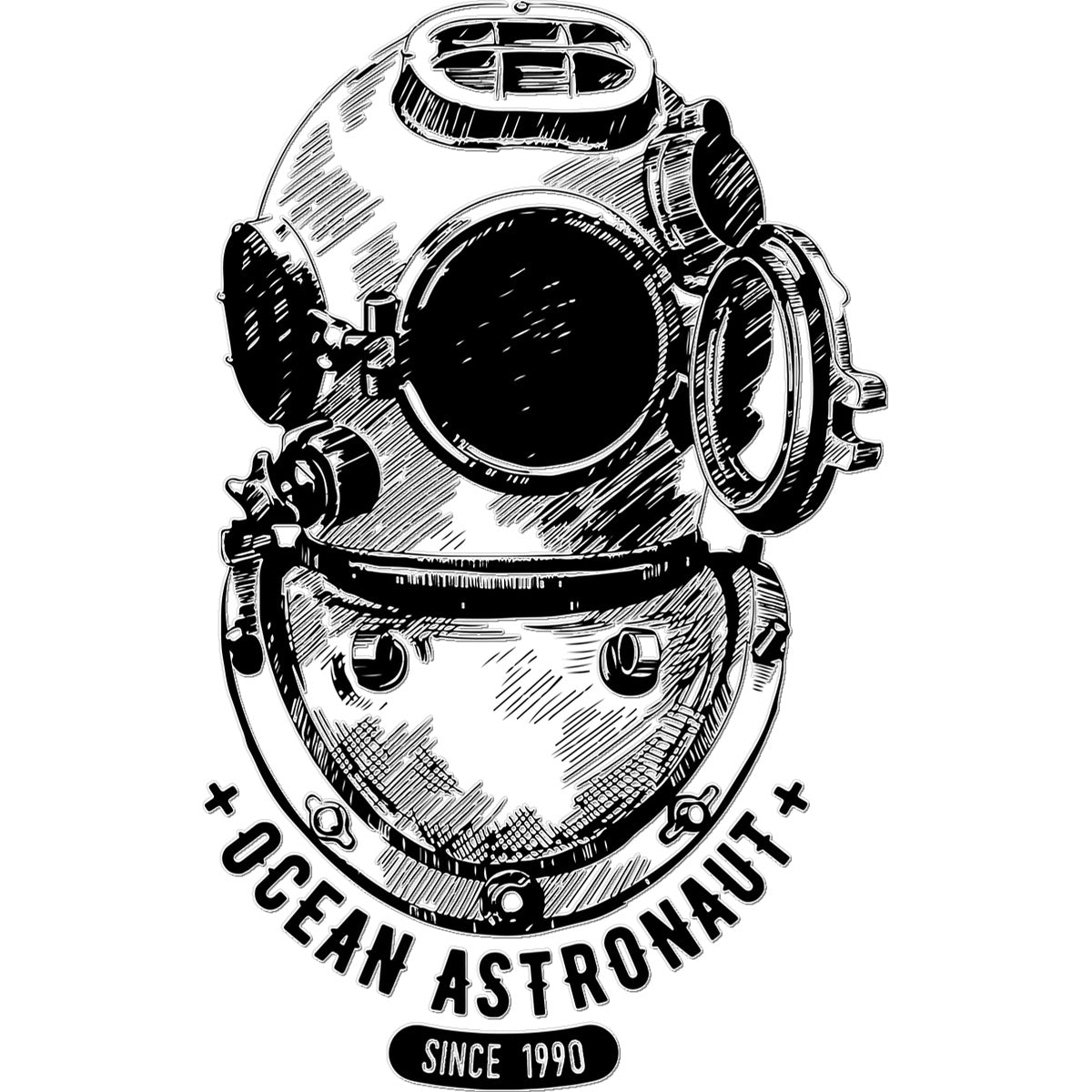 AQUA B&W - 05 - Ocean astronaut - Temporary Tattoo