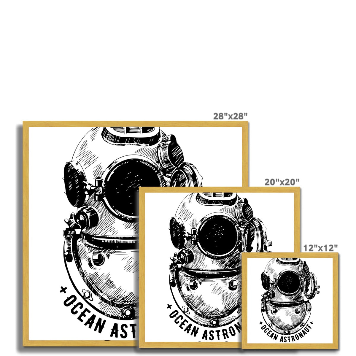 AQUA B&amp;W - 05 - Astronauta do oceano - Impressão emoldurada antiga