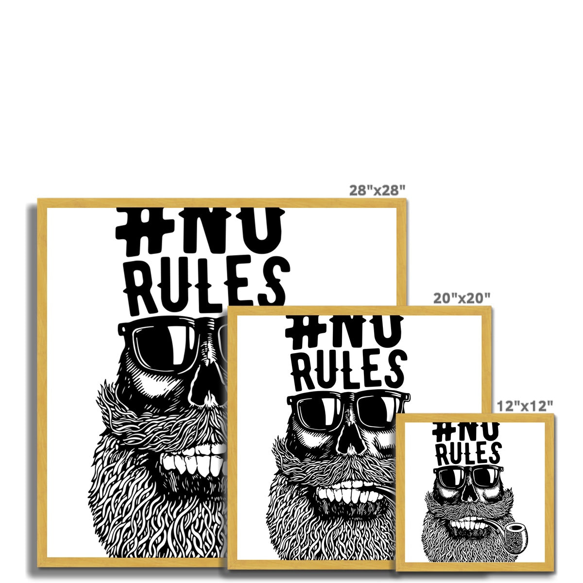 AQUA B&amp;W - 04 - No Rules - Antiker gerahmter Druck