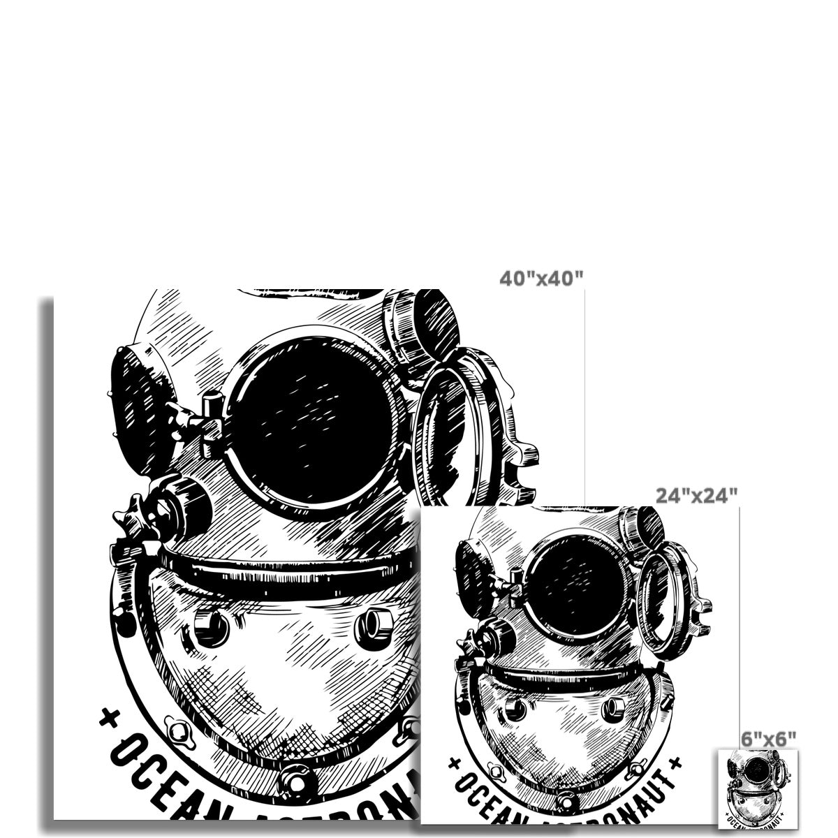 AQUA B&amp;W - 05 - Ozean-Astronaut - Gerollte Eco-Leinwand