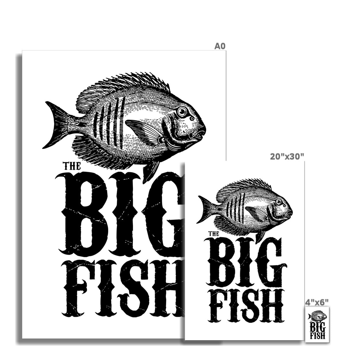 AQUA B&W - 01 -Big Fish - Rolled Eco Canvas