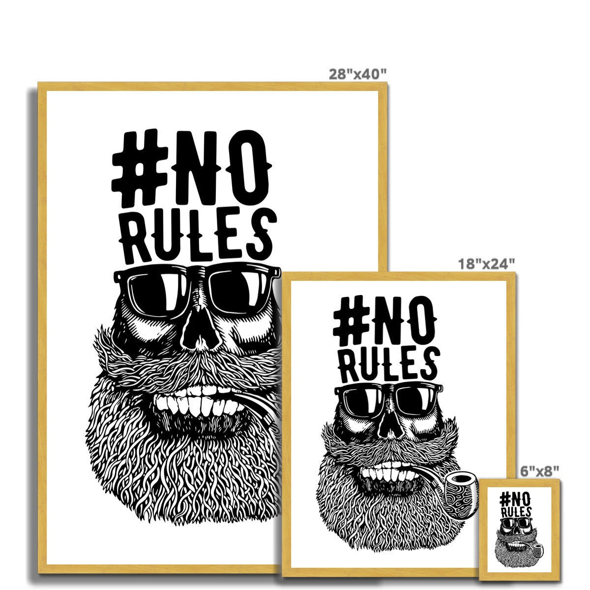 AQUA B&amp;W - 04 - No Rules - Antiker gerahmter Druck