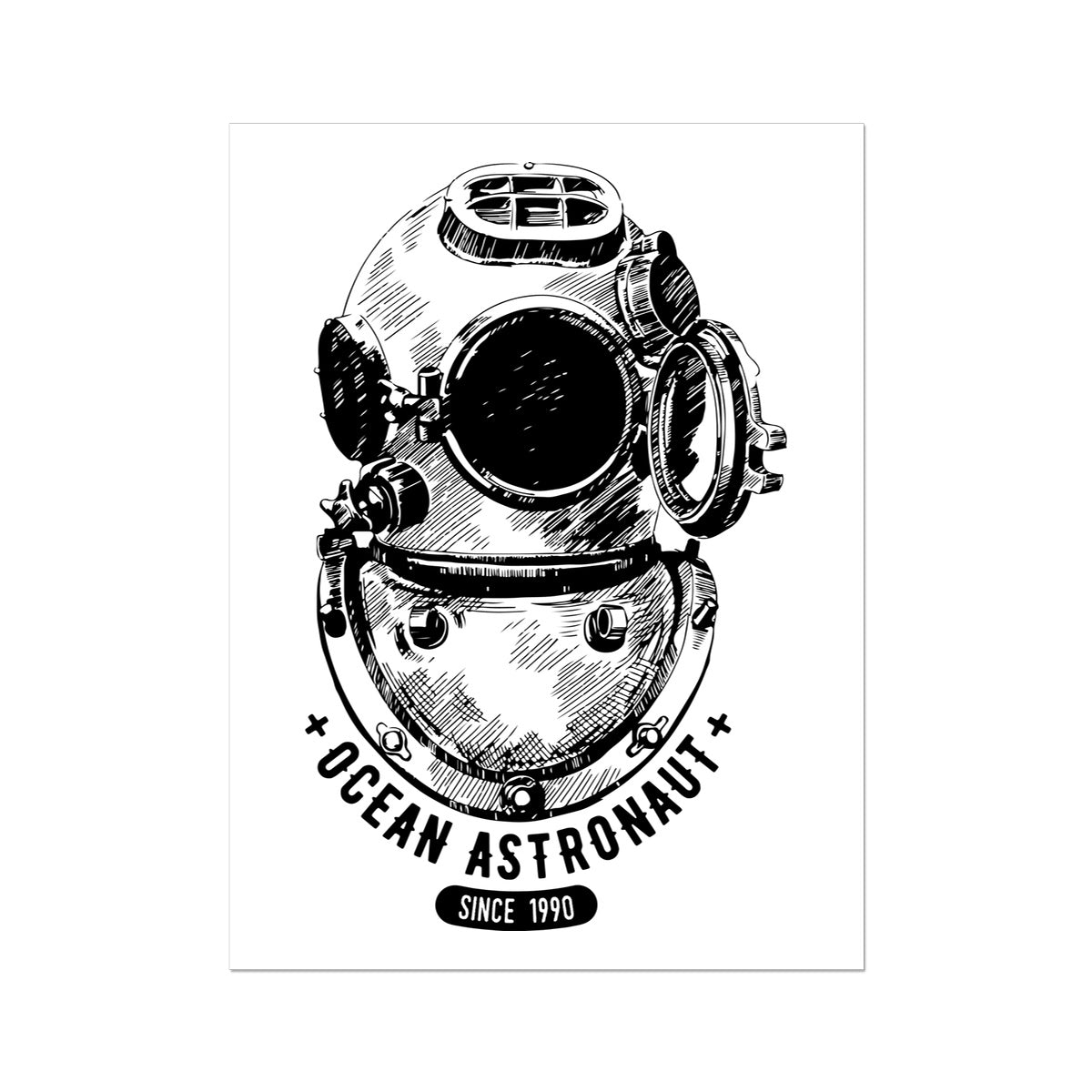 AQUA B&W - 05 - Ocean astronaut - Wall Art Poster
