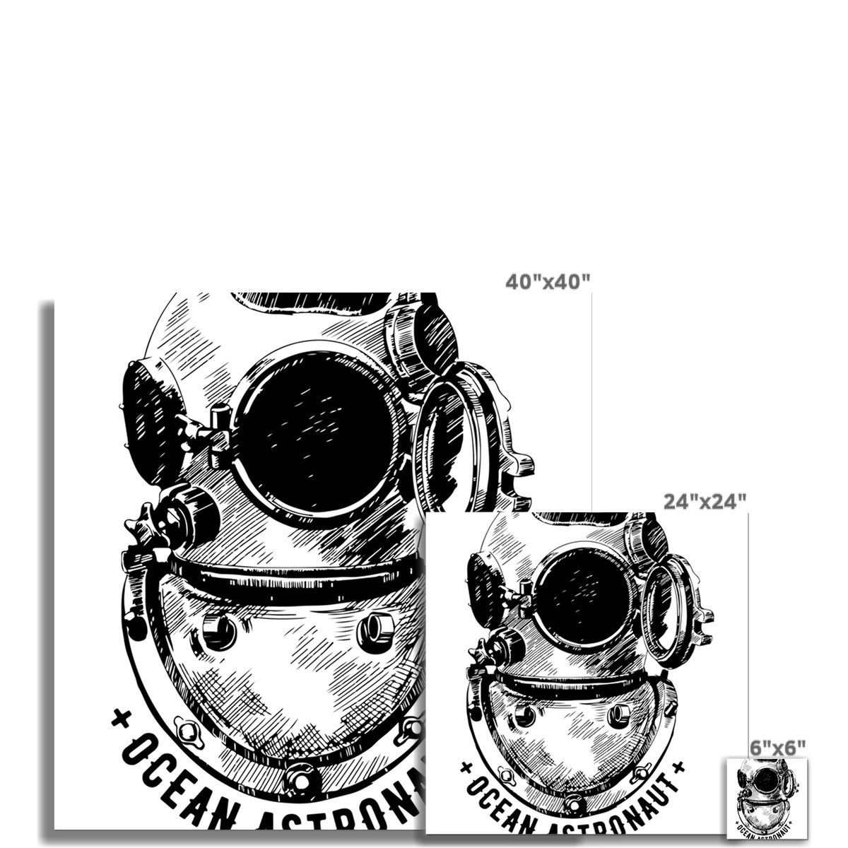 AQUA B&W - 05 - Ocean astronaut - Rolled Canvas