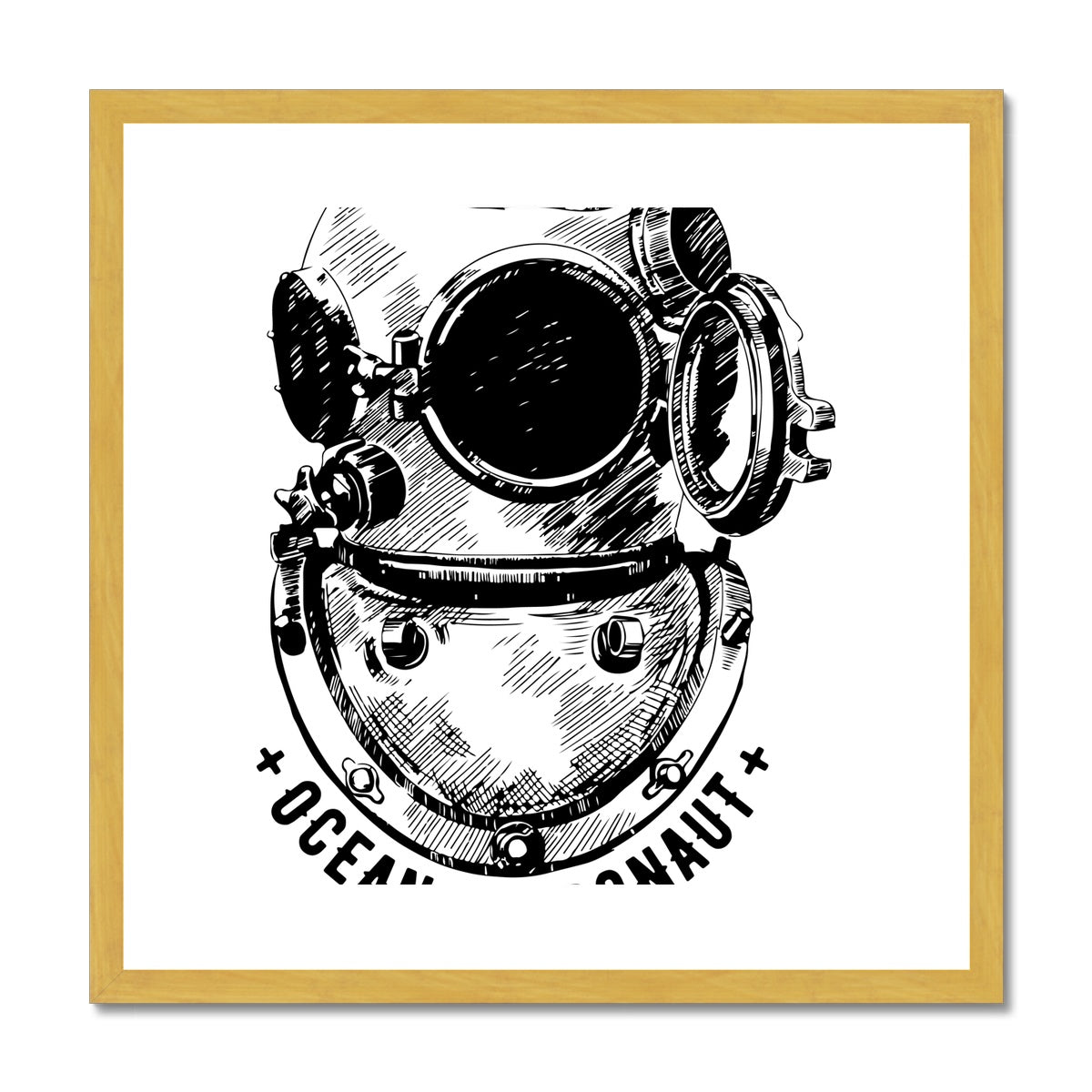 AQUA B&W - 05 - Ocean astronaut - Antique Framed & Mounted Print