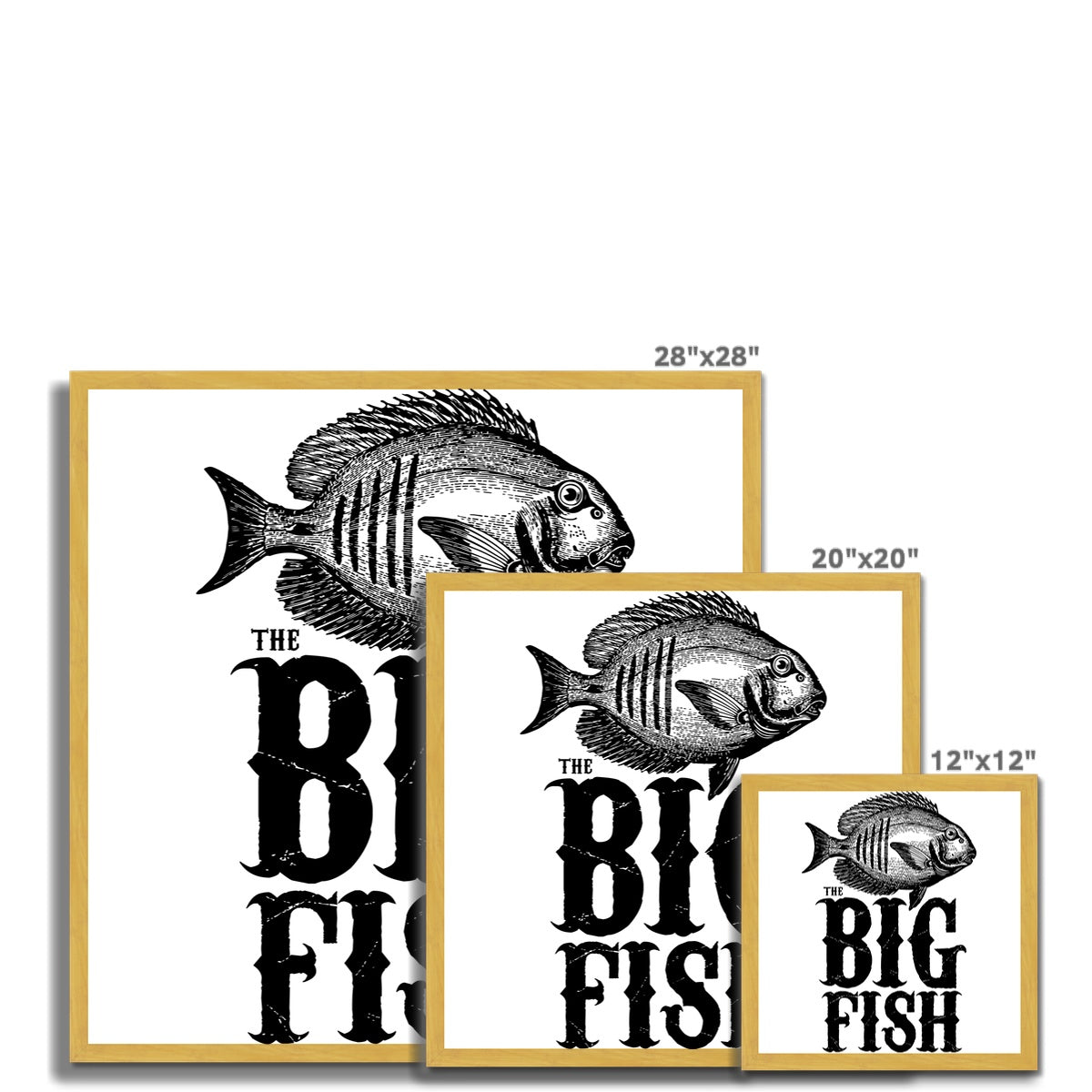 AQUA B&amp;W – 01 – Big Fish – antiker gerahmter Druck