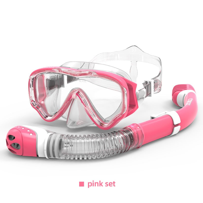 Copozz máscara de mergulho crianças rosto cheio hd anti nevoeiro máscara de mergulho subaquático conjunto máscara crianças natação snorkel equipamento de mergulho