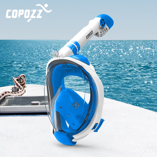 Máscara de mergulho facial completa, óculos antiembaçante com montagem de câmera, máscara respiratória subaquática, snorkel, máscara de natação para adultos e jovens
