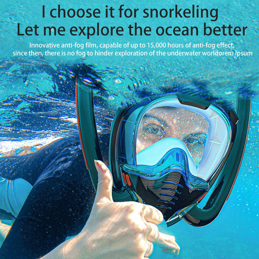 Snorkeling Masks Double Breath Tube Silicone Full Dry Diving Mask Scuba Anti Fog Adult Underwater Swimming Mask Goggles Snorkel