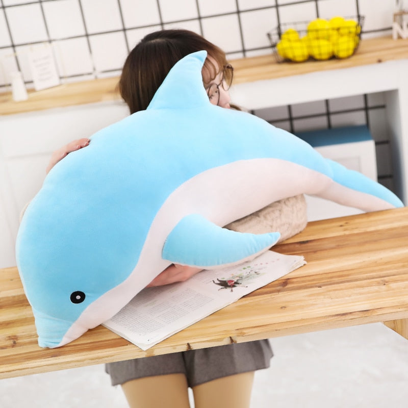 160 cm große Kawaii Delphin Plüschtiere für Kinder Gefüllte Meerestier Puppe Weiches Baby Schlafkissen Schönes Geschenk für Kinder Mädchen