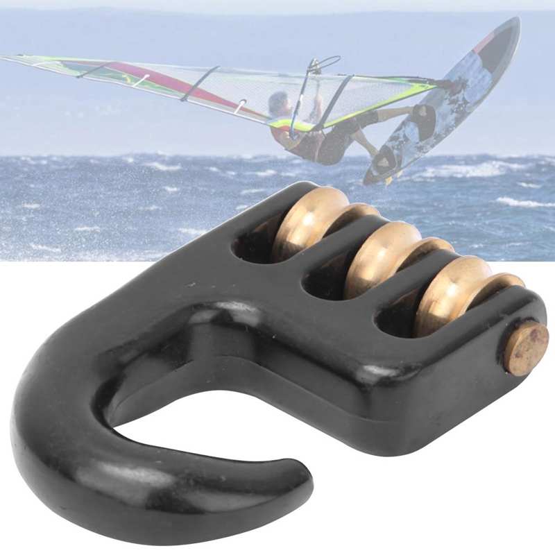 Aluminium Alloy Black Universal Windsurf Rigging Pulley Hook 3 Roll Wheel Windsurfing Hardware Accessories