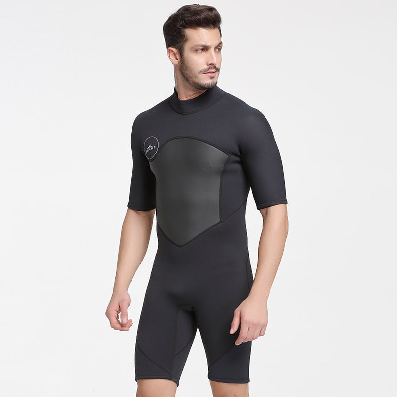 SBART 2MM Neoprene Wetsuit Men Keep Warm Swimming Scuba Diving Bathing Suit Short Sleeve Triathlon Wetsuit for Surf Snorkeling