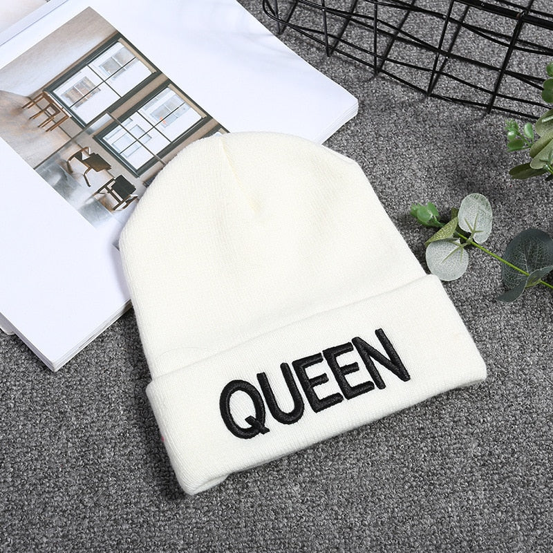 Neu kommen Marke King Queen Hysteresenkappe Männer Frauen BEANIE Sport Hip Hop Hut Paar Stickerei Hut im Freien Strickmütze