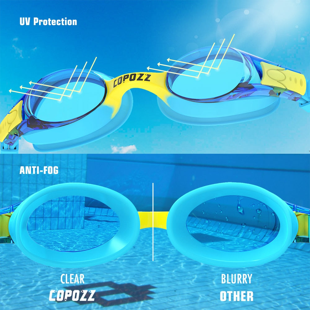 Copozz Wasserdichte Anti-Fog-UV-Kind-Profi-Farblinsen Tauchen Schwimmbrille Kinderbrillen Schwimmbrille Gafas Nata