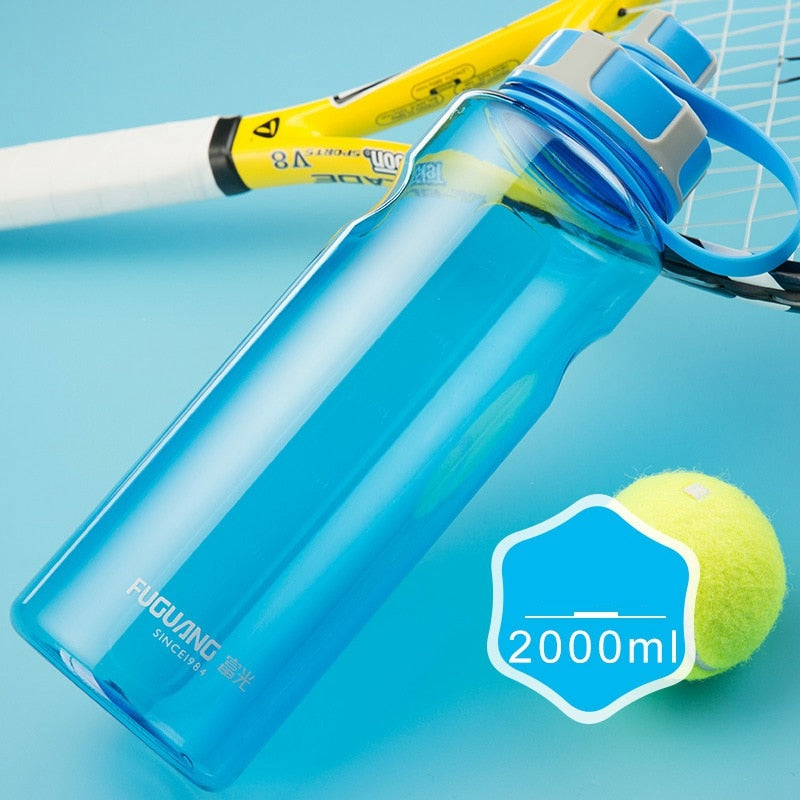 2000ml garrafas de água de grande capacidade portátil garrafa de esportes de plástico ao ar livre com infusor de chá fitness à prova de vazamento garrafas shaker