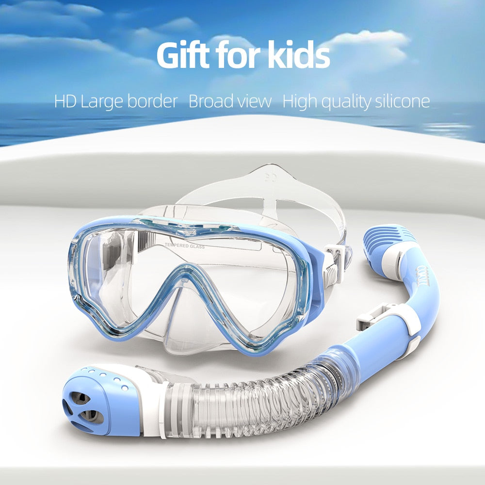 COPOZZ Tauchmaske Kinder Full Face HD Anti Fog Scuba Mask Unterwasserschnorchelmaske Set Kinder Schwimmen Schnorchel Tauchausrüstung