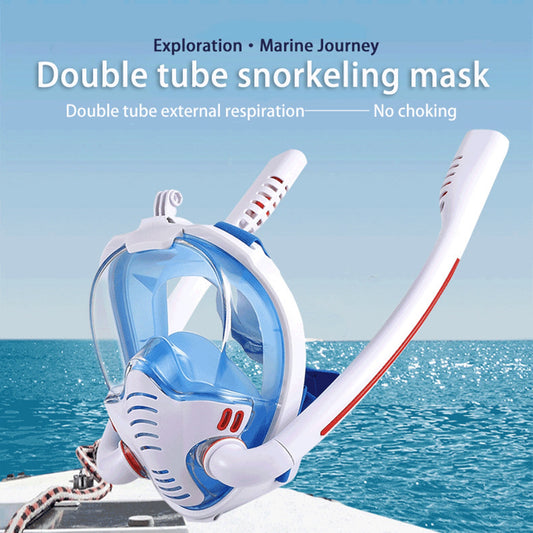 Máscara de mergulho profissional, tubo de respiração duplo, máscara de mergulho para adultos, óculos de mergulho, esportes aquáticos, equipamento de natação