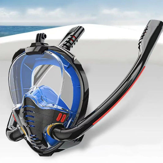 Máscara de mergulho com tubo de snorkel duplo, máscara facial completa anti-neblina para adultos, equipamento de mergulho subaquático para crianças