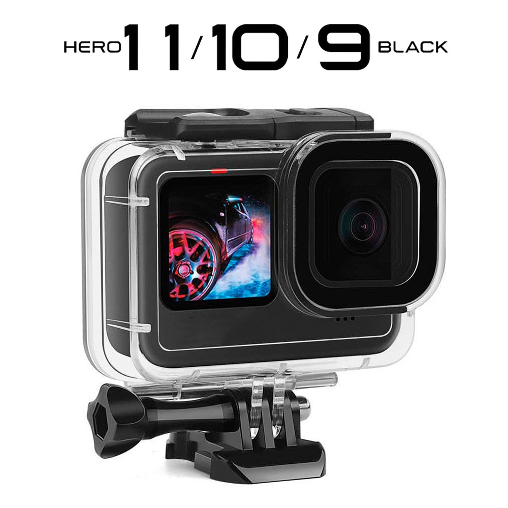 Capa à prova d'água para gopro hero 11 10 9, acessórios pretos 60m, capa protetora para mergulho subaquático, go pro 10 9, câmera