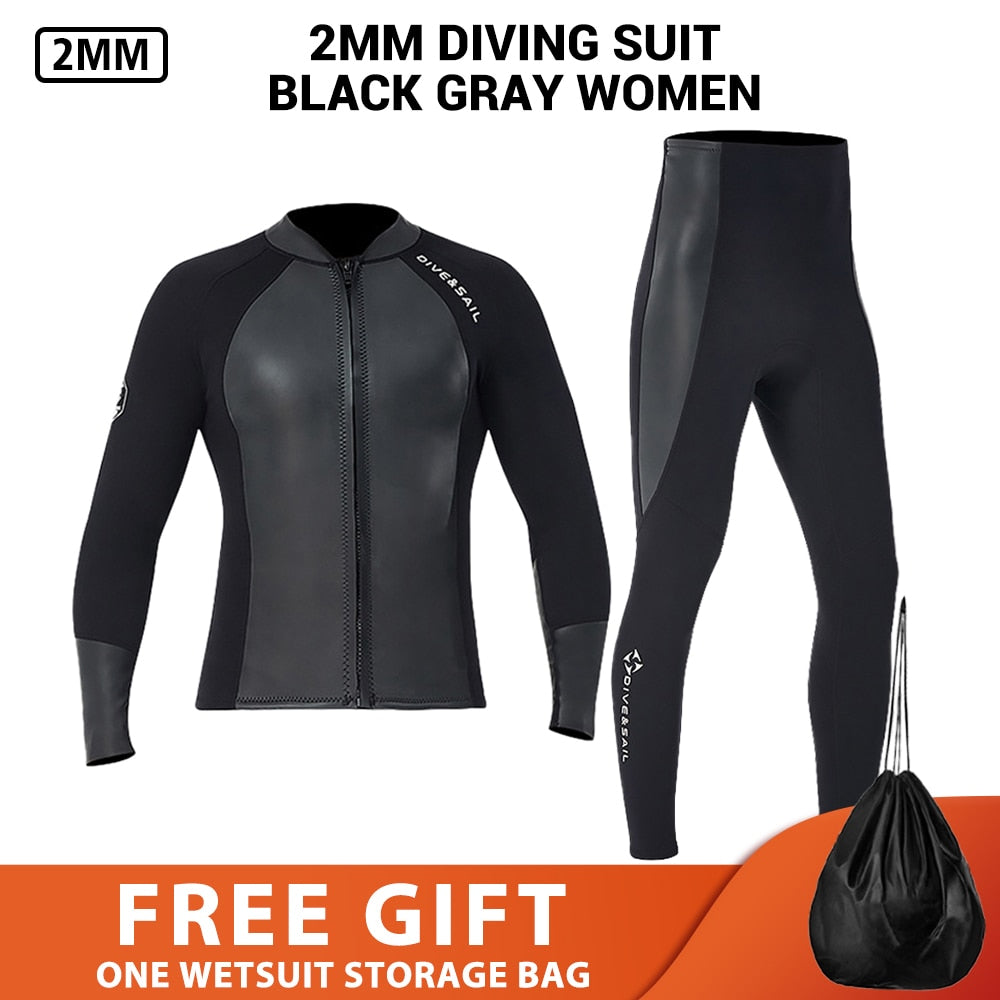 Neoprene 2MM 3MM Men Women Wetsuit Jacket Scuba Diving Suit Surf Snorkeling Underwater Fishing Spearfishing Kitesurf Equipment