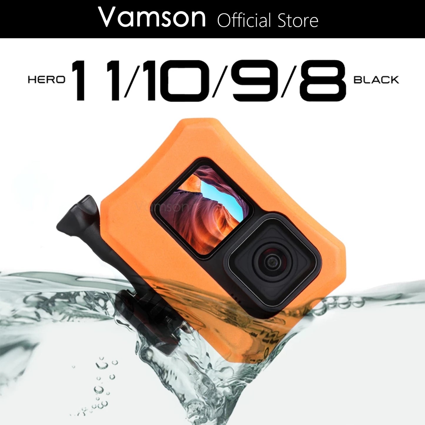 Vamson laranja floaty caso para gopro hero 11 10 9 preto 8 acessórios da câmera mergulho flutuante capa protetora para go pro 10 9 8