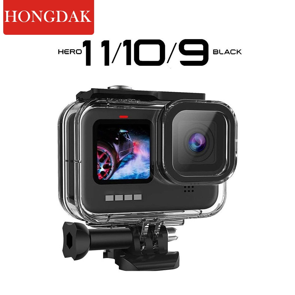 Gopro hero 11 10 9 capa preta à prova d'água 60m habitação proteção de mergulho para go pro 9 10 gopro9 acessórios de capa de mergulho subaquático