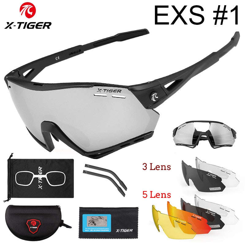 X-Tiger Cycling Glasses Polarized Photochromic Cycling Sunglasses Mountain Bicycle Glasses MTB Protection Cycling Goggle Eyewear