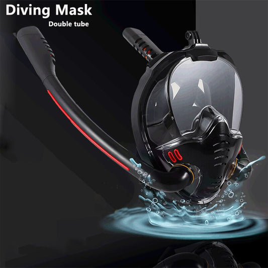 Adulto duplo-tubo máscara de mergulho terno natação completa-seco silicone máscara de mergulho mergulho crianças único-tubo máscara de respiração de mergulho