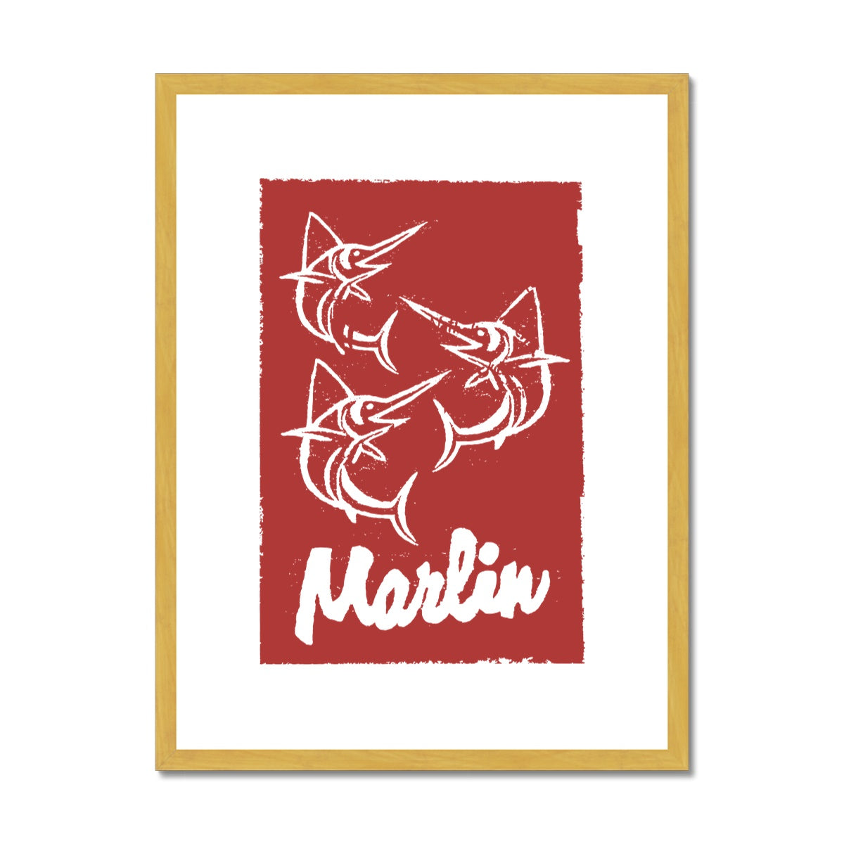 AQUA HMP2 - 07 - Marlin - Antique Framed & Mounted Print