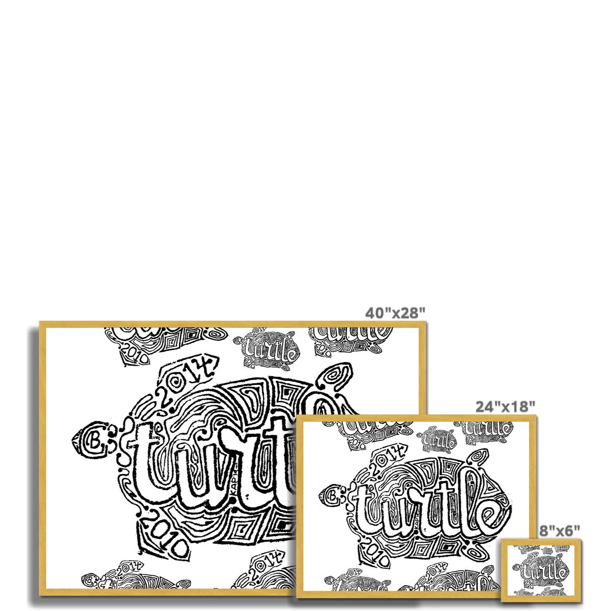 AQUA HMP2 - 12 - Tartaruga - Impressão emoldurada antiga