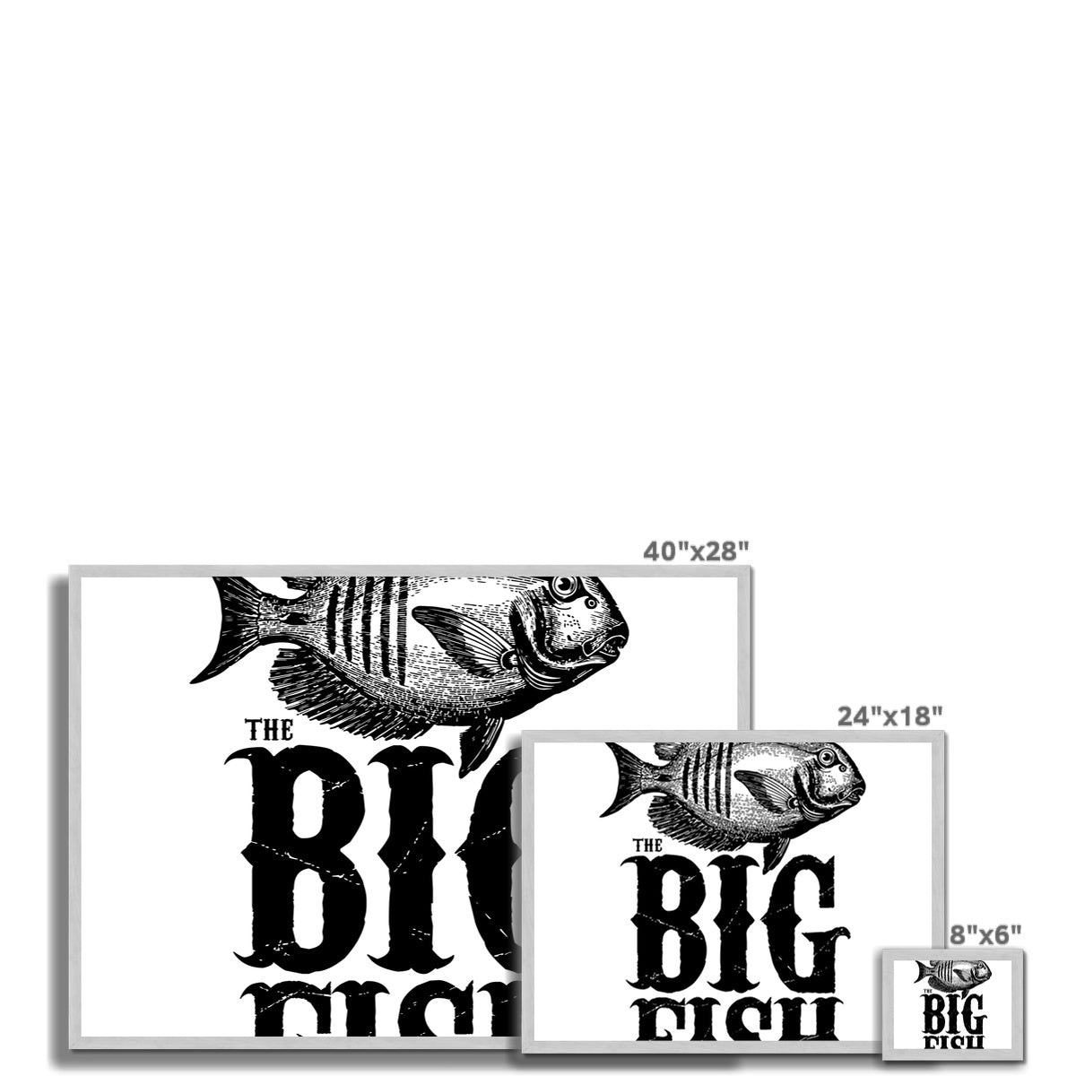 AQUA B&W - 01 -Big Fish - Antique Framed Print