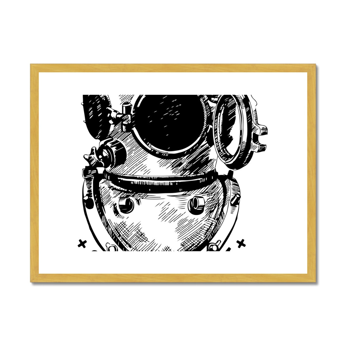 AQUA B&W - 05 - Ocean astronaut - Antique Framed & Mounted Print