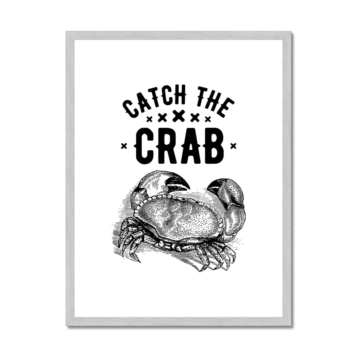 AQUA B&W - 07 - Catch the crab - Antique Framed & Mounted Print