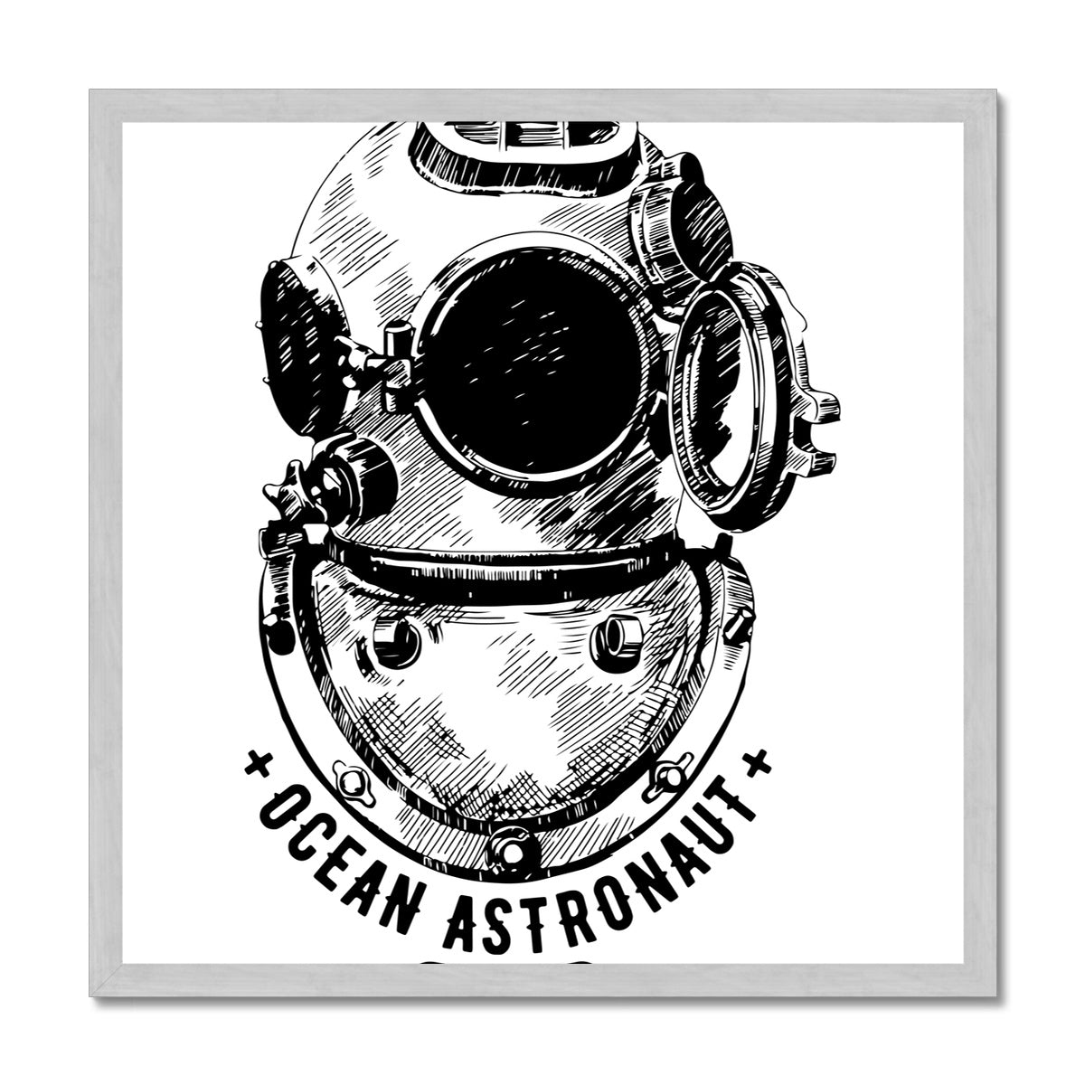 AQUA B&amp;W - 05 - Astronauta do oceano - Impressão emoldurada antiga