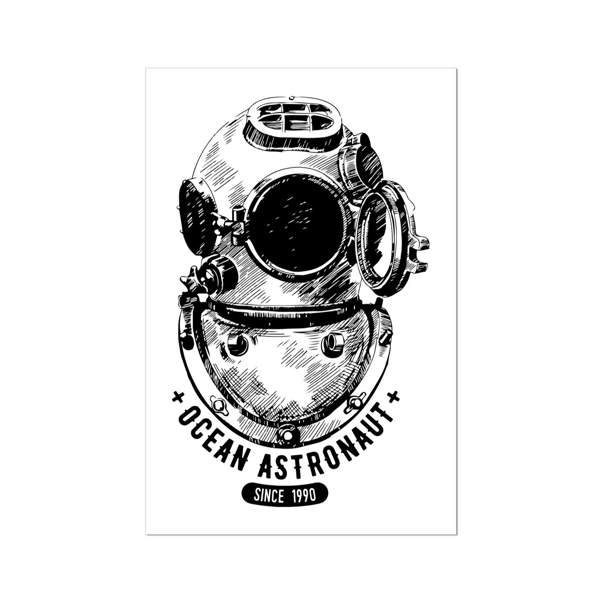 AQUA B&amp;W - 05 - Ozean-Astronaut - Gerollte Eco-Leinwand