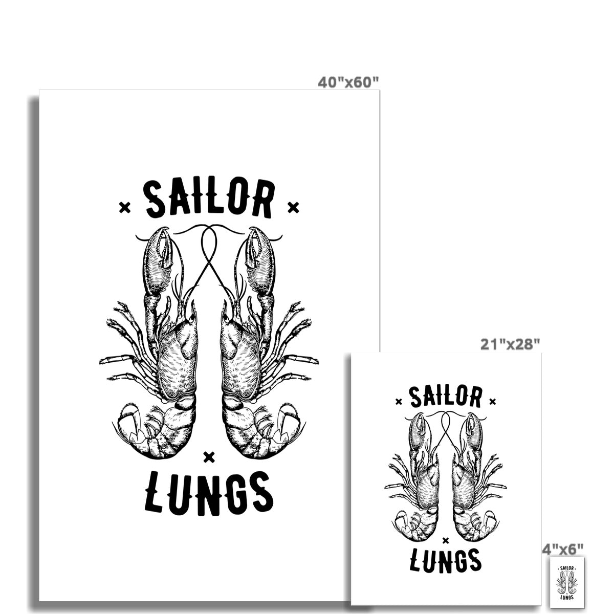 AQUA B&W - 06 - Sailing Lungs - Wall Art Poster