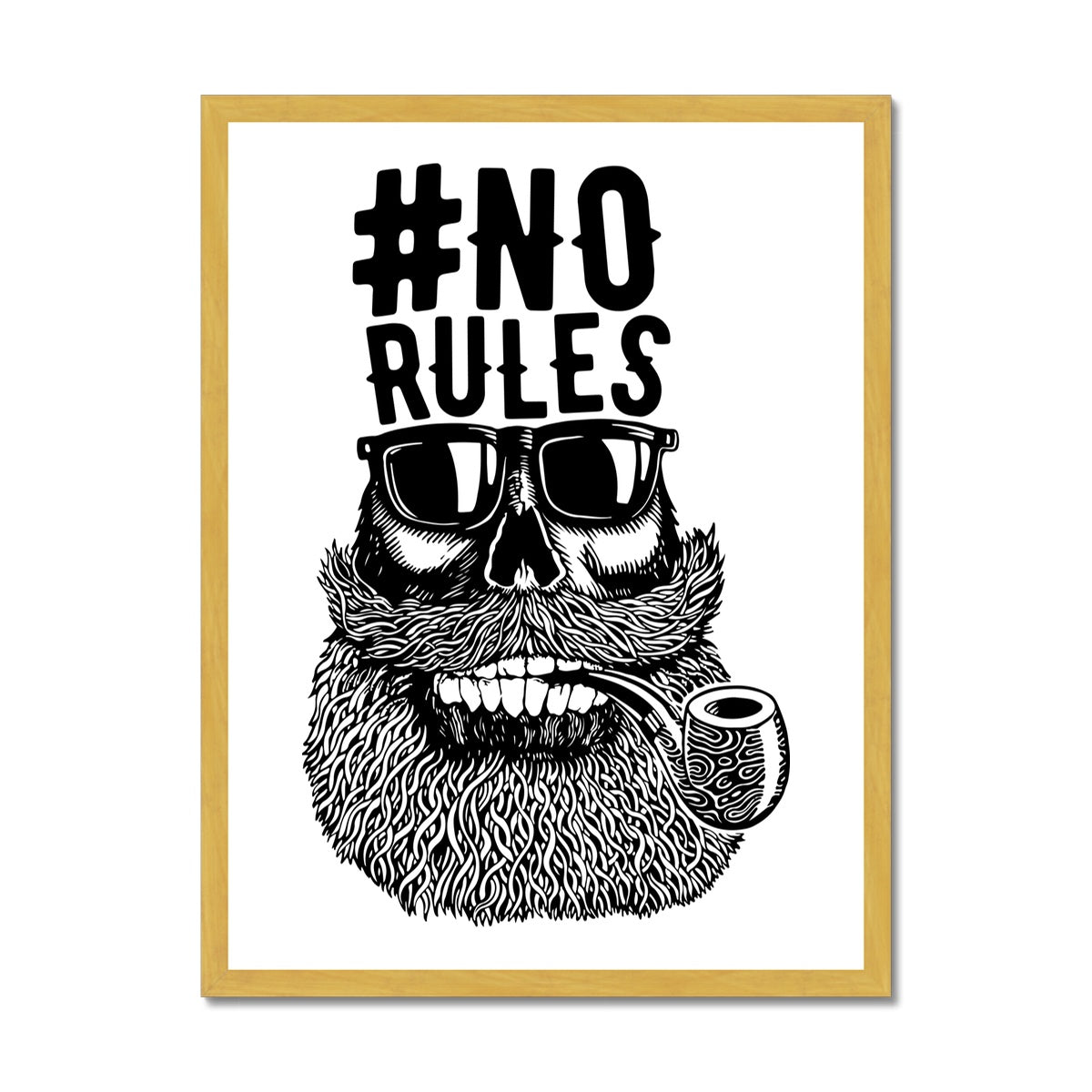 AQUA B&W - 04 - No Rules - Antique Framed Print