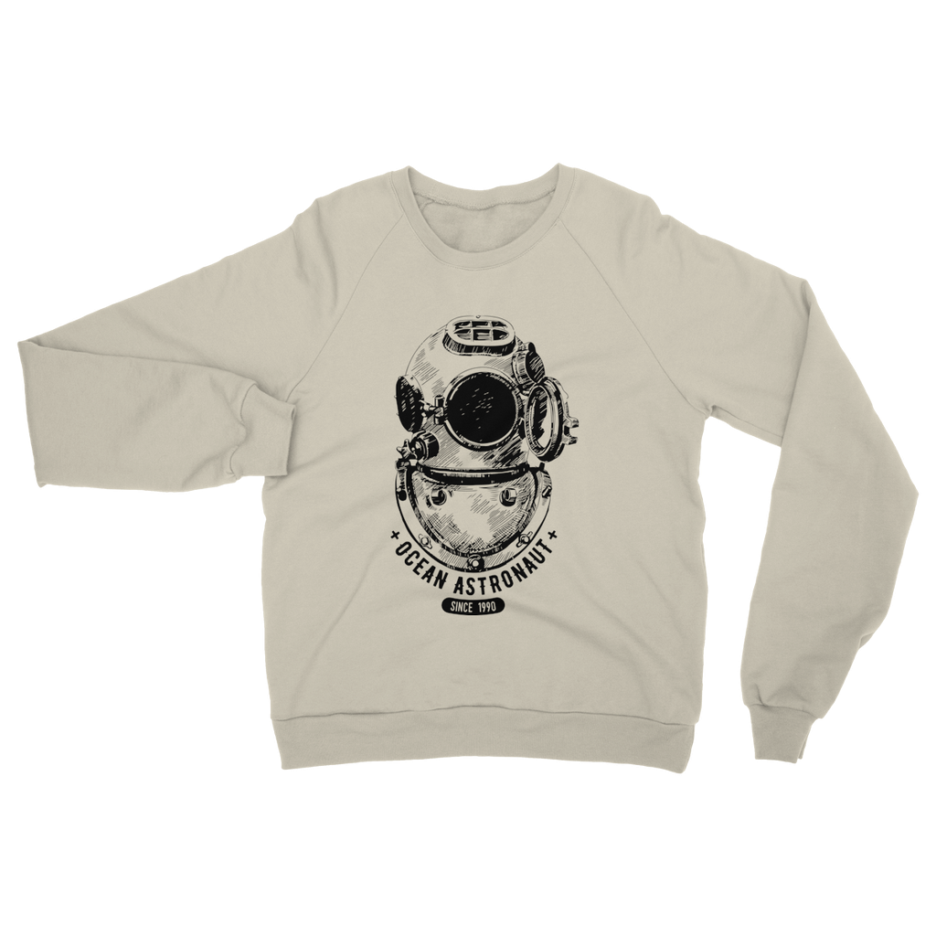 AQUA B&W - 05 - Ocean astronaut - Heavy Blend Crew Neck Sweatshirt-Apparel-AQUATICUS