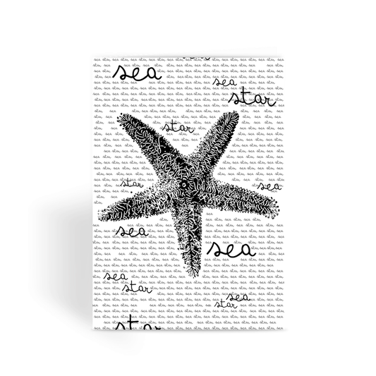 AQUA B&W - 08 - Sea Star - Greeting Card-Prints-AQUATICUS